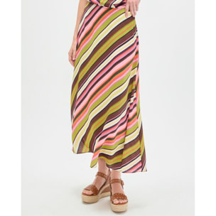 gonna in raso con stampa multi-righe