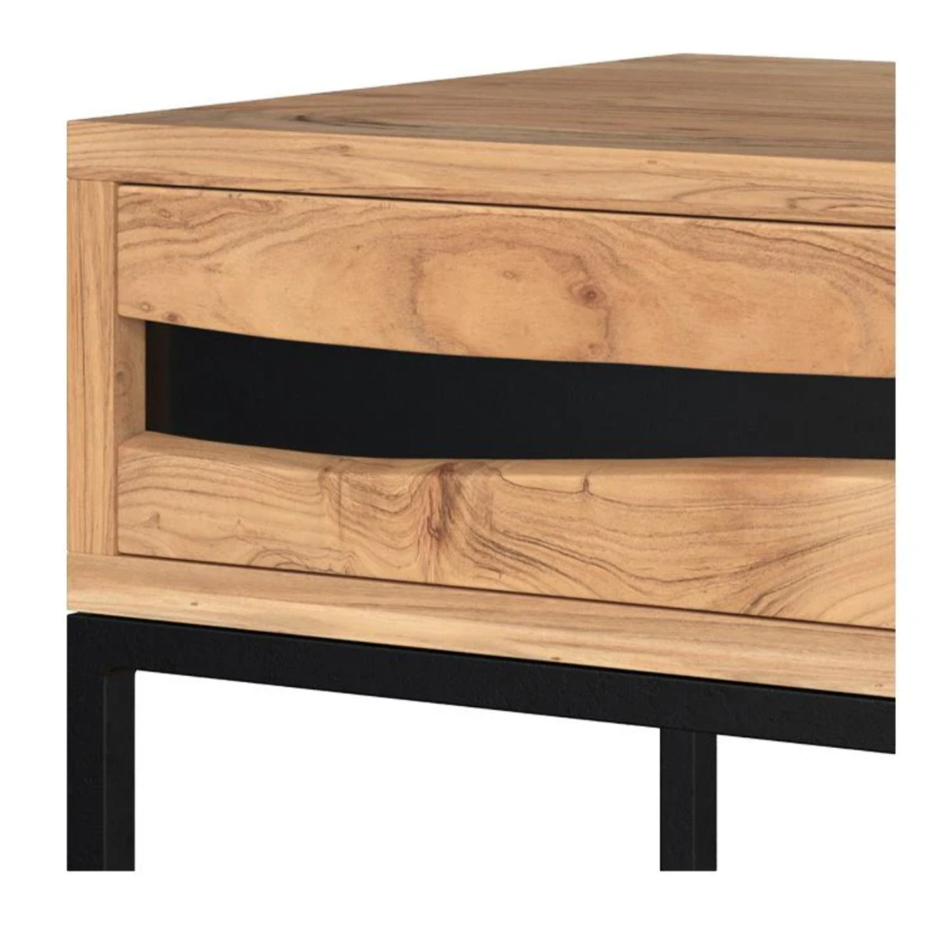 Table de chevet en bois d'acacia et métal, 1 tiroir et 1 étagère - Alabama