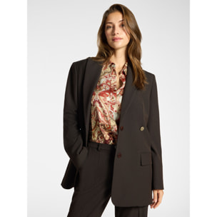 Elena Mirò - Blazer sartoriale in twill misto lana - Marrone