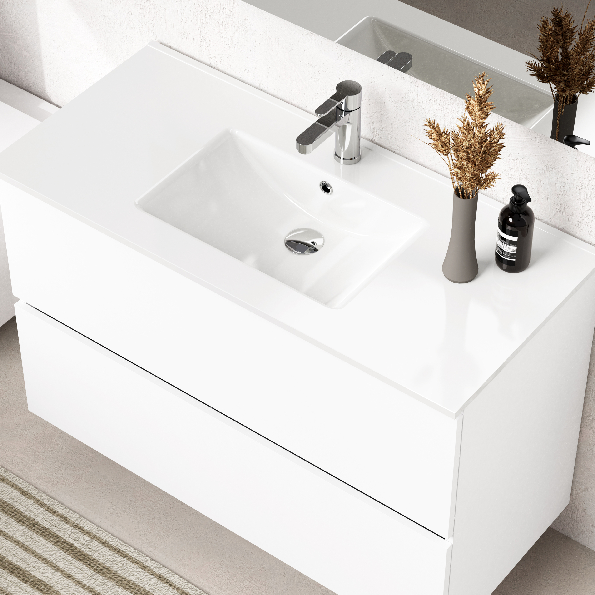 Conjunto mueble de baño SEA Alday, 100cm, Blanco Mate