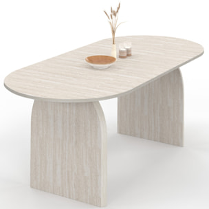 Table à manger extensible Japandi 160-200cm effet travertin