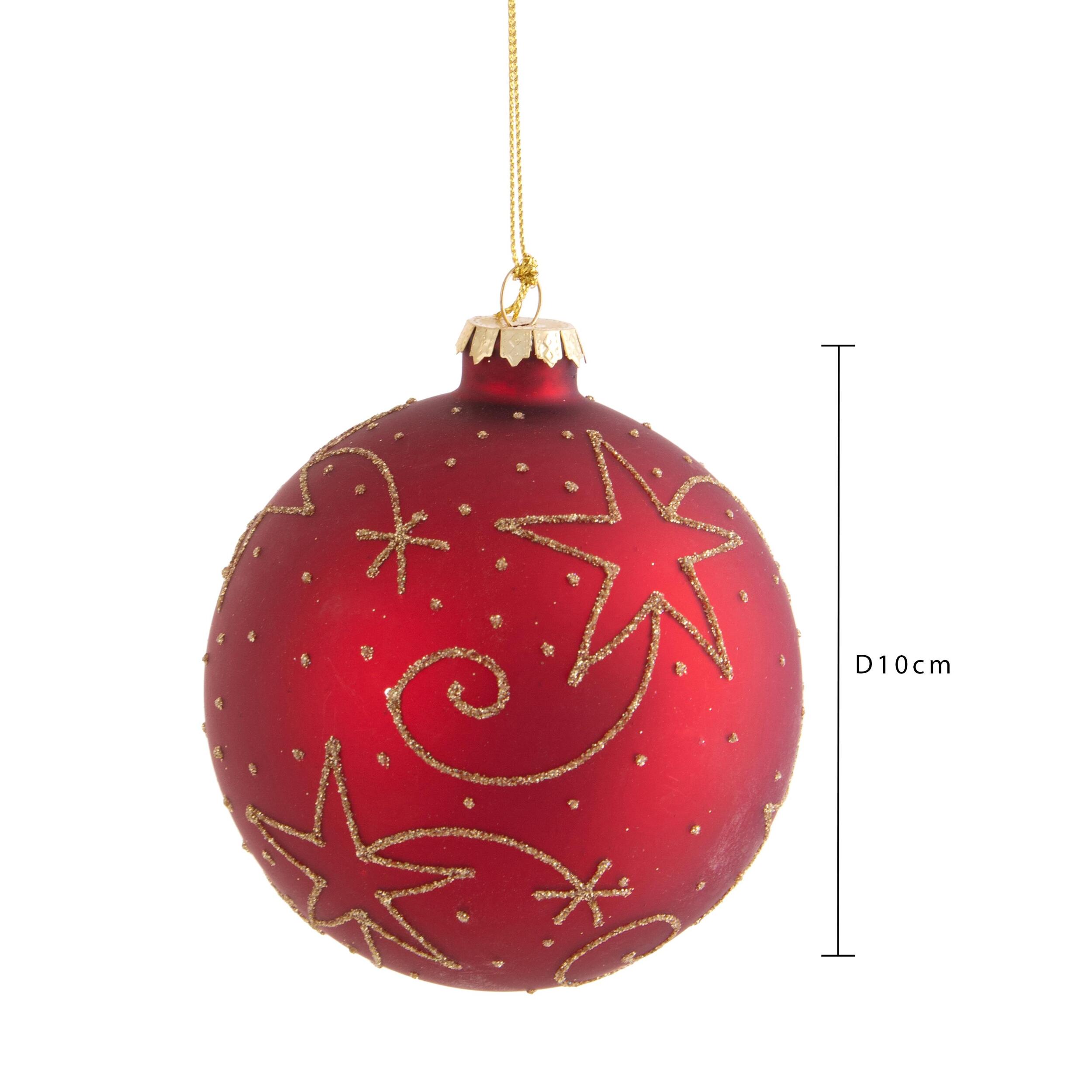 Sfera con Stelle - Pezzi 4 - Colore Rosso - 10x10Hx10cm - Bianchi Dino