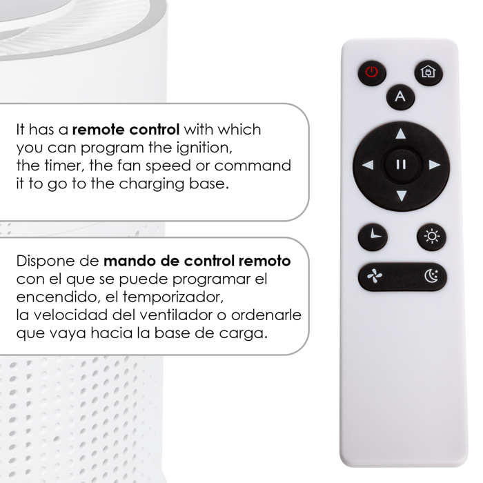 DAM Robot purificatore d'aria con formaldeide, anioni, TVOC ed eliminazione del 99,97% dei batteri. 31x31x47 cm. Colore bianco