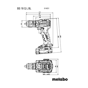 Perceuse-visseuse sans fil - BS 18 L Set - METABO - avec 2 batteries 18V2.0Ah - chargeur - coffret et accessoires - 614051710