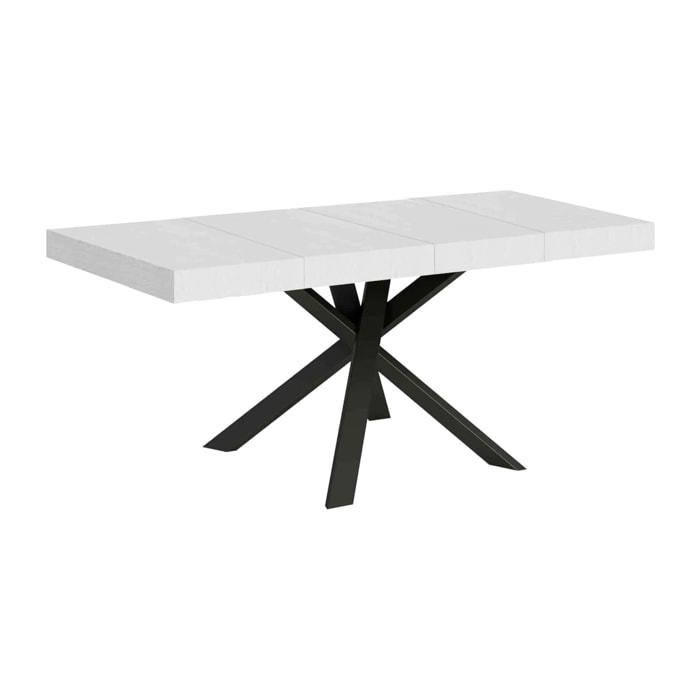 Table extensible 90x90/194 cm Clerk Premium dessus Frêne Blanc pieds Anthracite