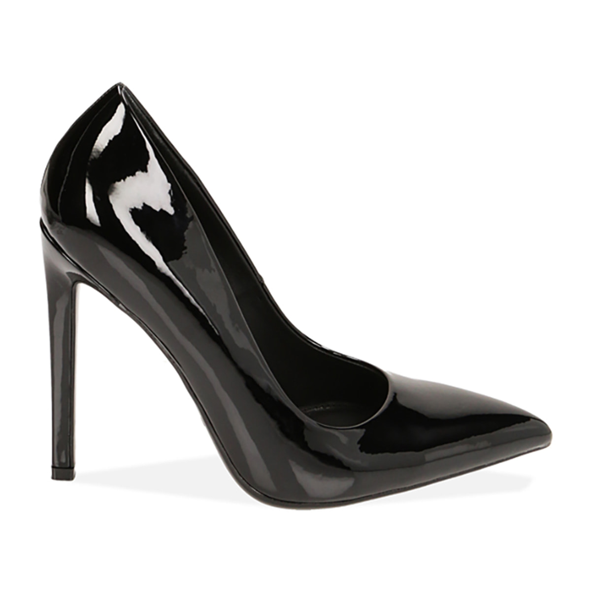 Zapatos de salón de charol negros, tacón de 11,5 cm