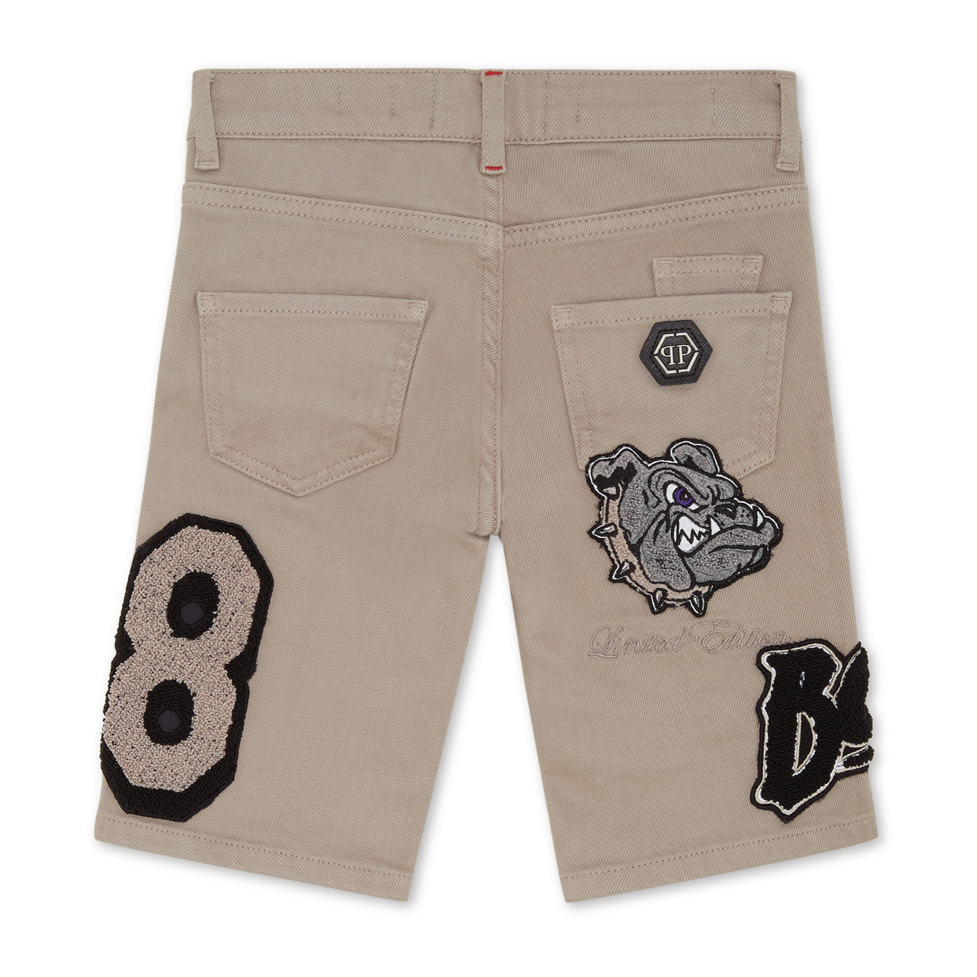 PHILIPP PLEIN DENIM SHORTS FERMENTERA BULLDOGS