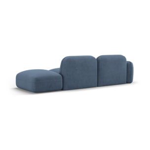 Canapé modulable droit "Lucien" 3 places en velours blue jeans