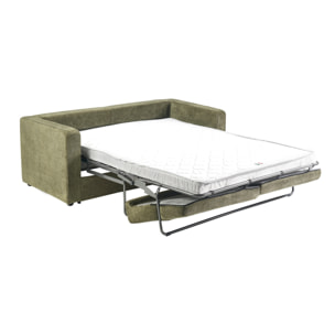 Canapé convertible 3 places en tissu velours chenille vert kaki avec matelas 13 cm BACIO