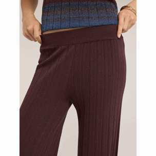 Motivi - Pantaloni palazzo plissé in maglia di viscosa lurex - Marrone