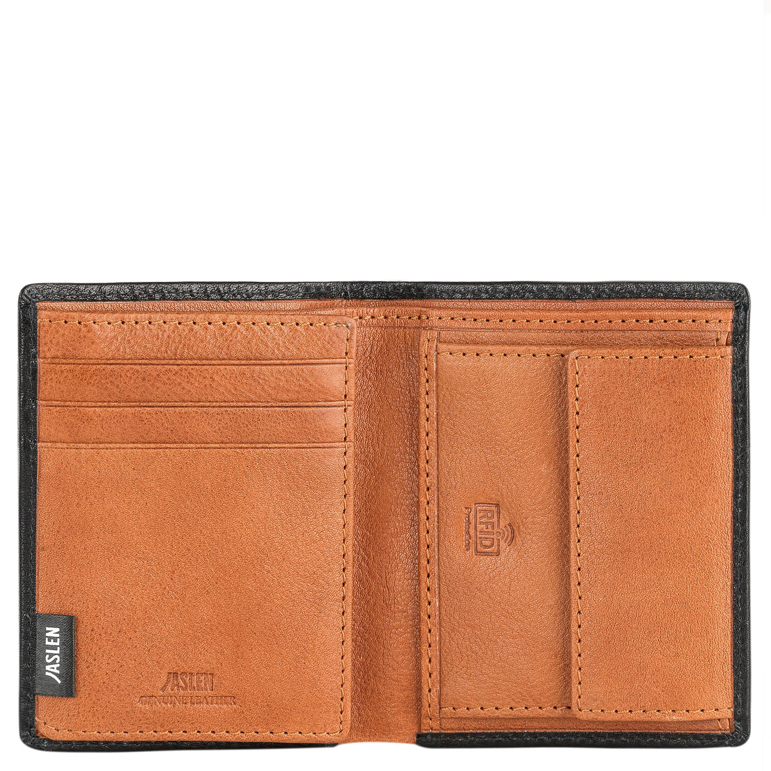 Cartera Hombre Piel Jaslen Hannover Negro-Tostado