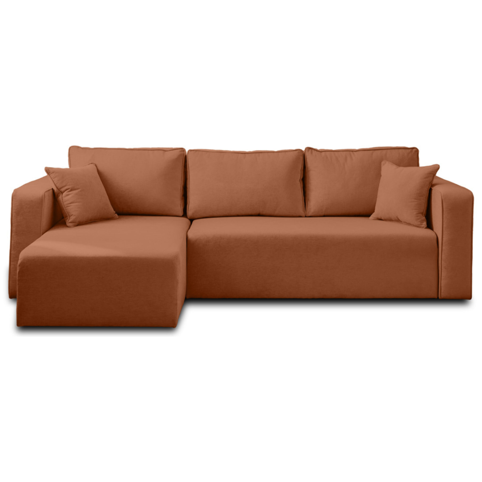 Topaze - canapé d'angle réversible - 4 places - convertible avec coffre - en tissu - Terracotta