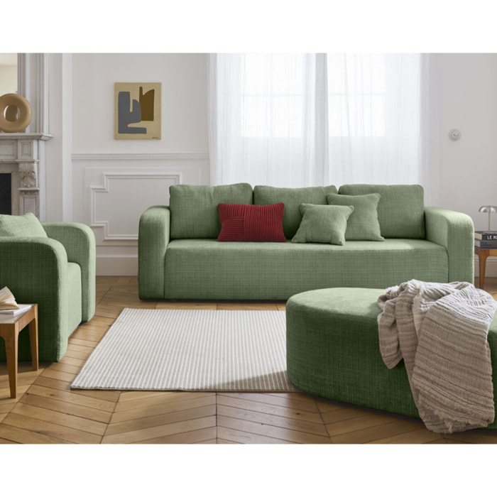Miro - canapé droit 3 places - convertible avec coffre - en velours texturé - Vert sauge