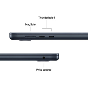 Ordinateur Apple MACBOOK Air 13,6" Puce M4 CPU 10 / GPU 8 coeurs Mémoire RAM 16Go Stockage 1To SSD Retina Minuit