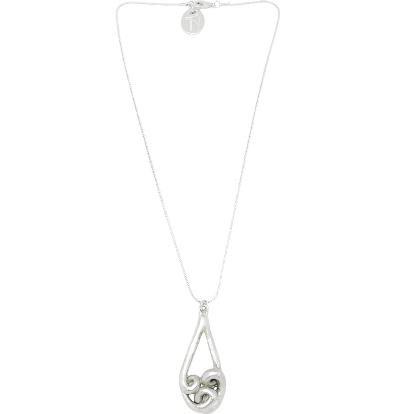 Collar Enlace en plata chapado colgante lágrima 40cm