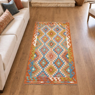Tapis kilim, motif géométrique authentique, tissé plat, TABIL