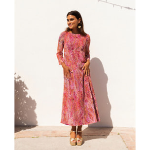 Vestido midi estampado con manga larga