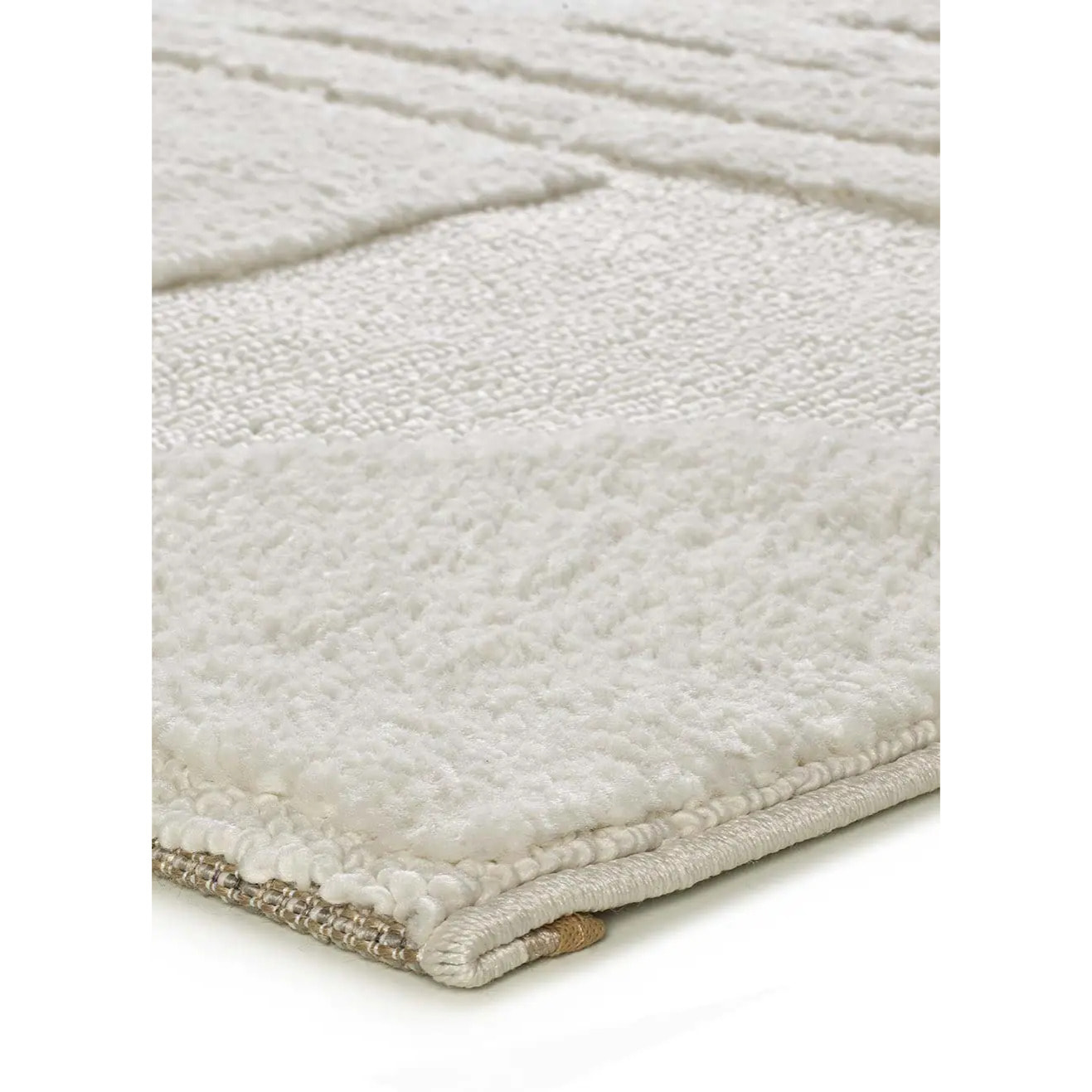NUMA Alfombra shaggy geométrica con relieve en blanco, varias medidas disponibles
