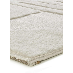 NUMA Alfombra shaggy geométrica con relieve en blanco, varias medidas disponibles