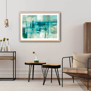 Affiche Liquide bleu Affiche + cadre en bois - Chêne