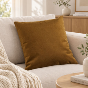 Coussin velours  - Effet peau de pêche - Cuivre