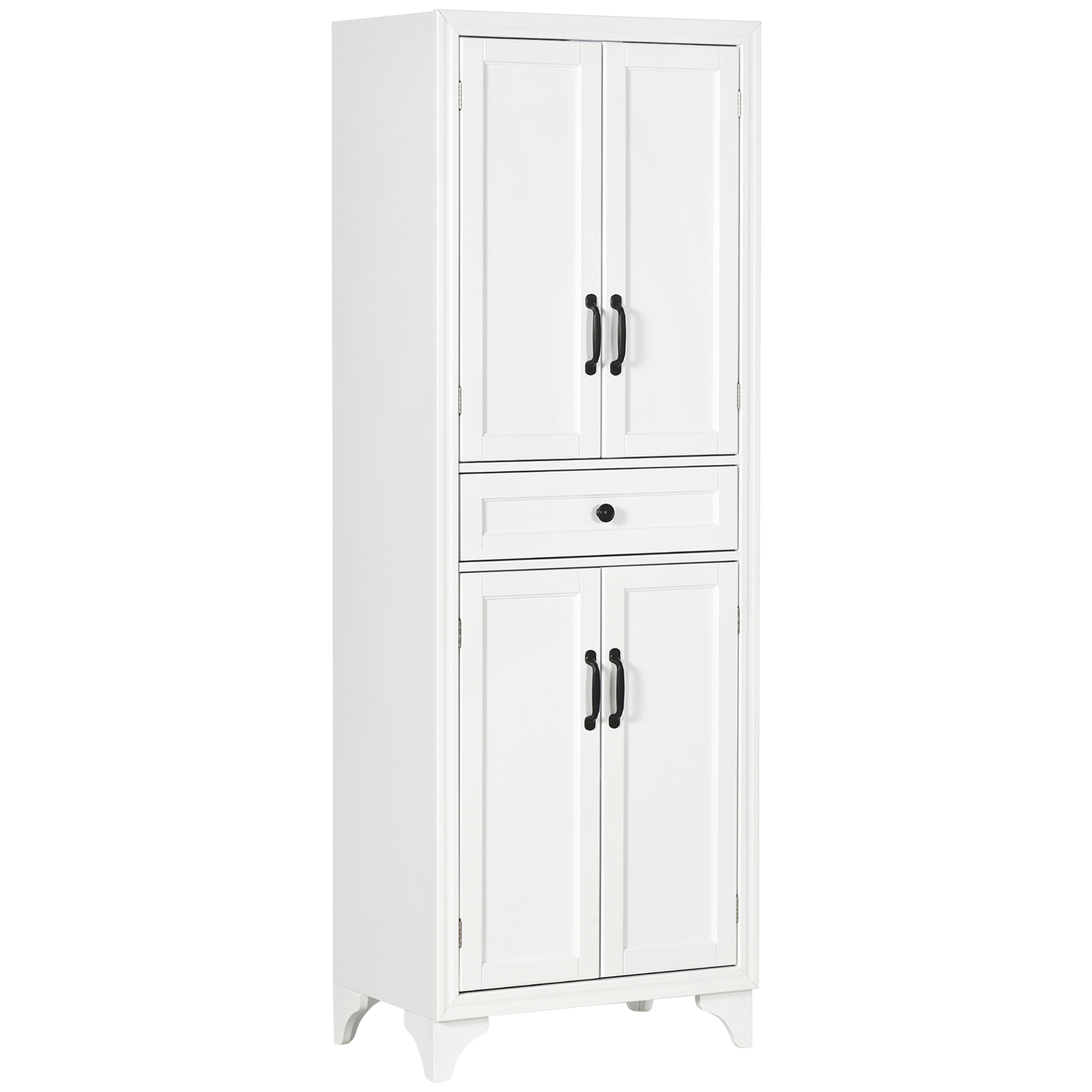 Buffet haut 4 portes 2 étagères tiroir coulissant MDF blanc