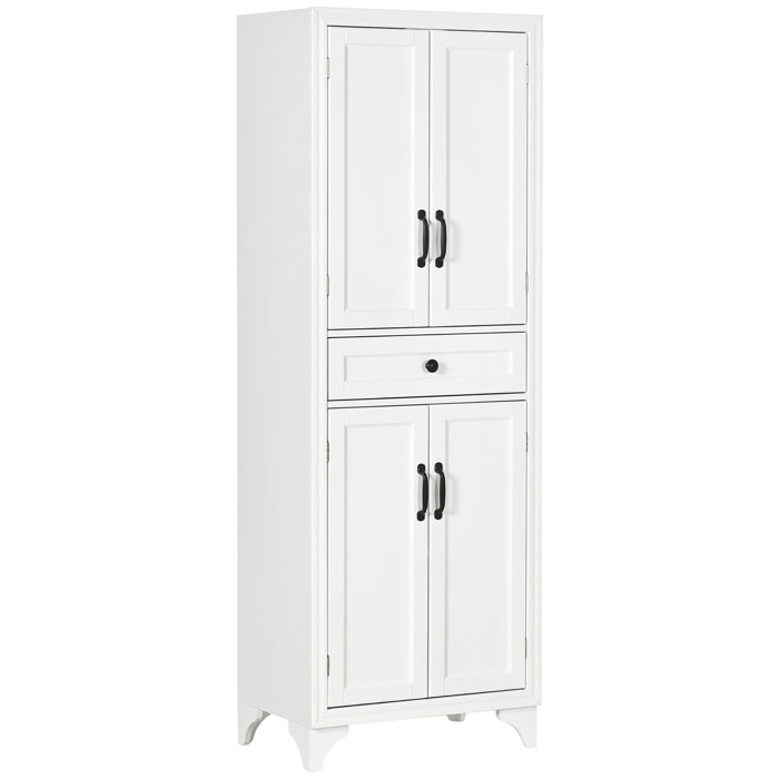 Buffet haut 4 portes 2 étagères tiroir coulissant MDF blanc