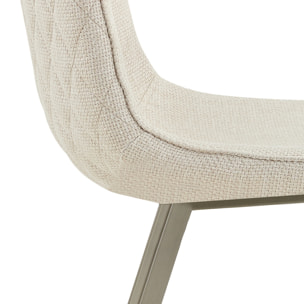 Lot de 4 chaises de salle à manger Tomasucci JESEFA', en tissu, beige, platine, 59 × 44 × 88 cm