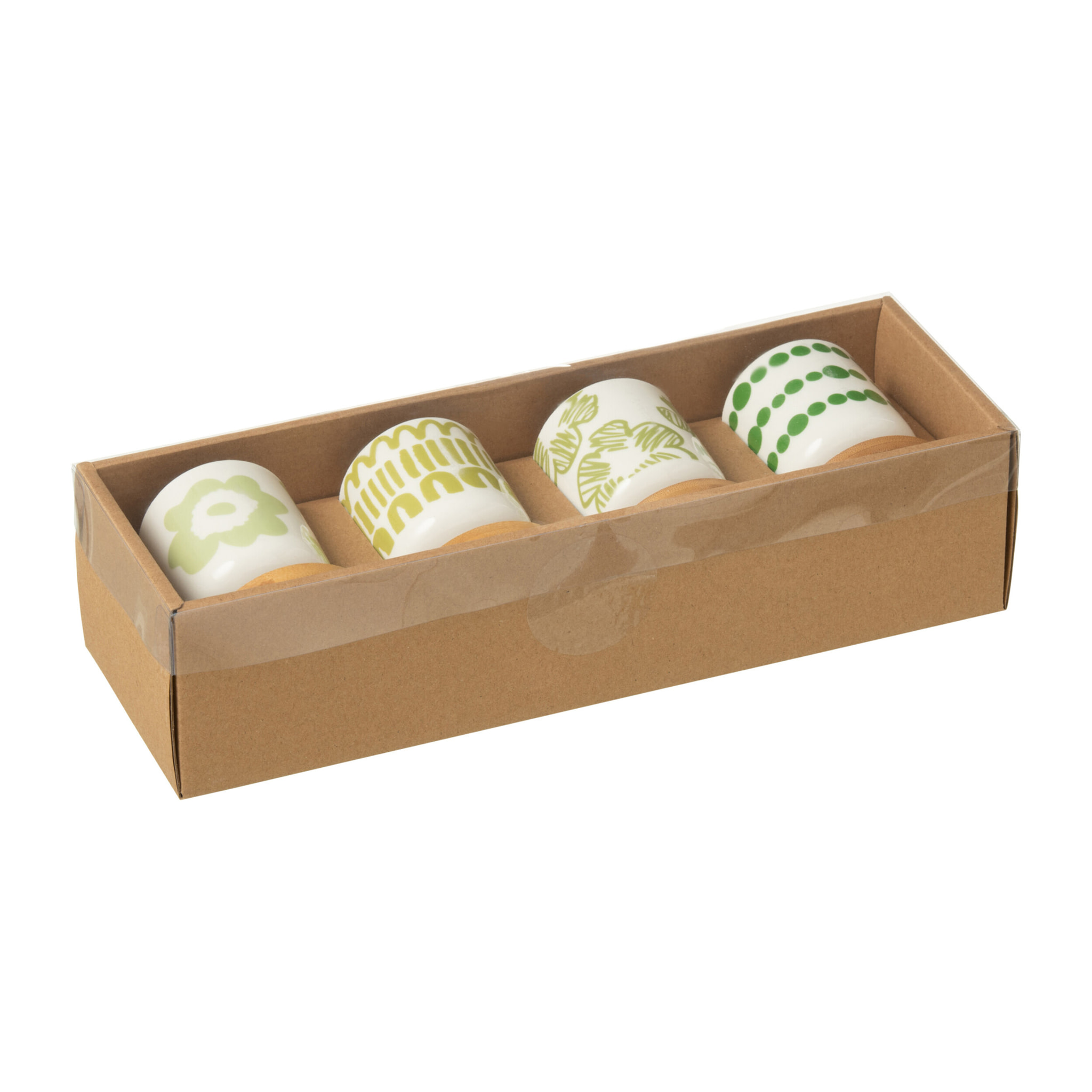 J-Line tasse + sous-tasse - bambou/céramique - vert - boîte de 4