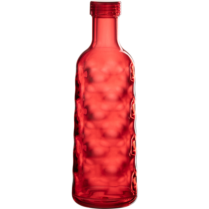 J-Line bouteille Martelée - plastique - rouge - boîte cadeau