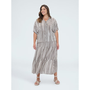 Fiorella Rubino - Blusa a righe in viscosa - Marrone