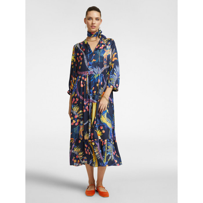 Elena Mirò - Vestido estampado tropical - Azul