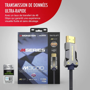 Câble HDMI MONSTERCABLE M3000 UHD 8K DOLBY VISION HDR 48GBPS 5M