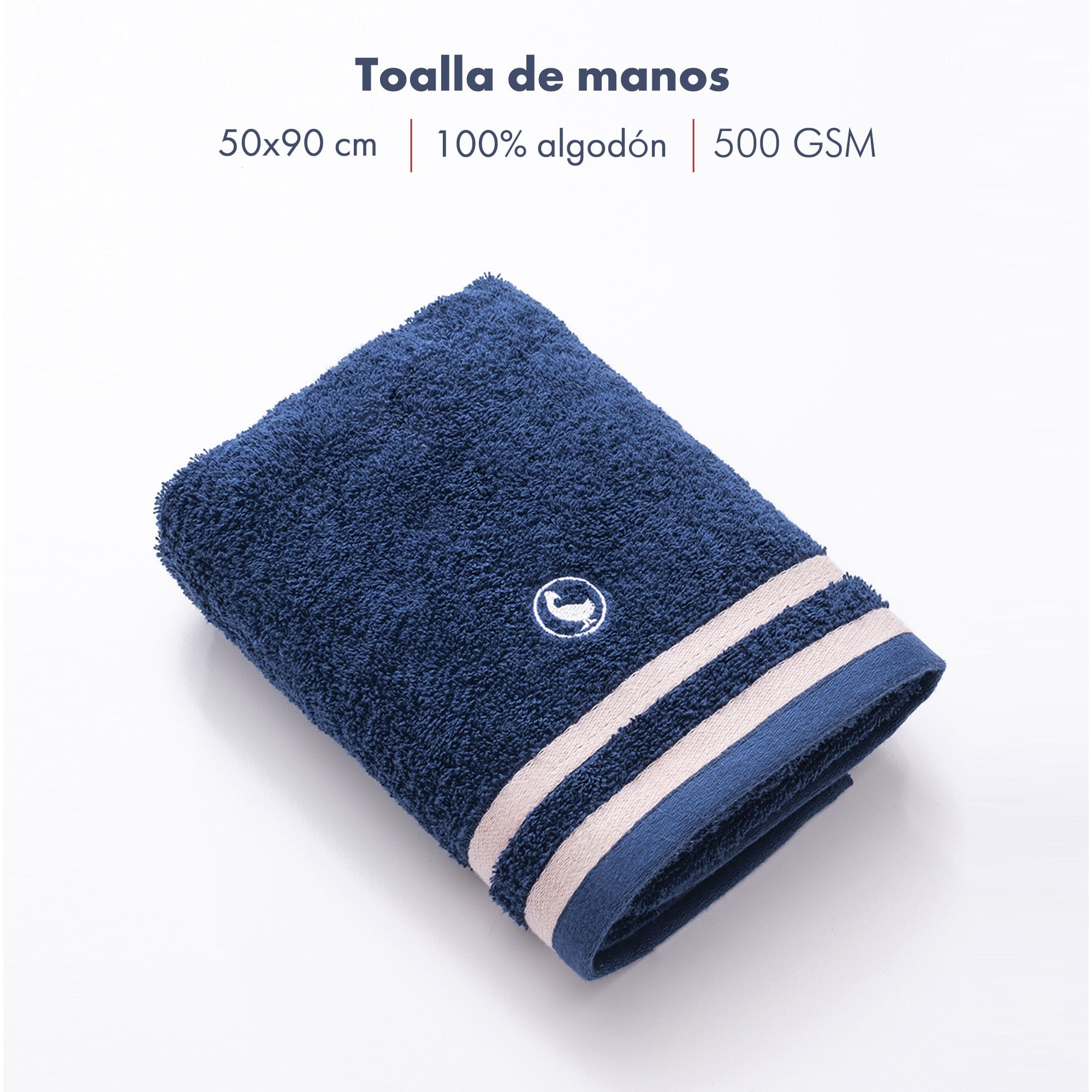 Toalla de manos en azul marino 50x90cm 100% algodón 500gsm el ganso