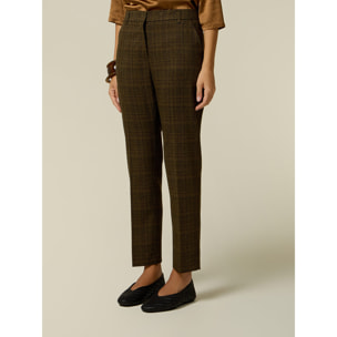 Oltre - Pantaloni check - Marrone