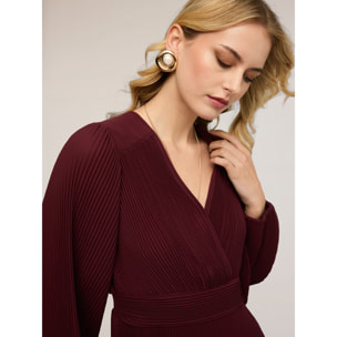 Motivi - Blusa plissé in georgette con scollo a V - Bordeaux