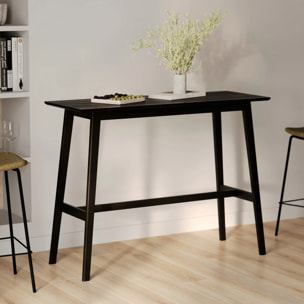 Table de bar rectangulaire 4 personnes en bois noir 120 cm - Buvette