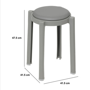 Tabouret "Plasta" en plastique gris