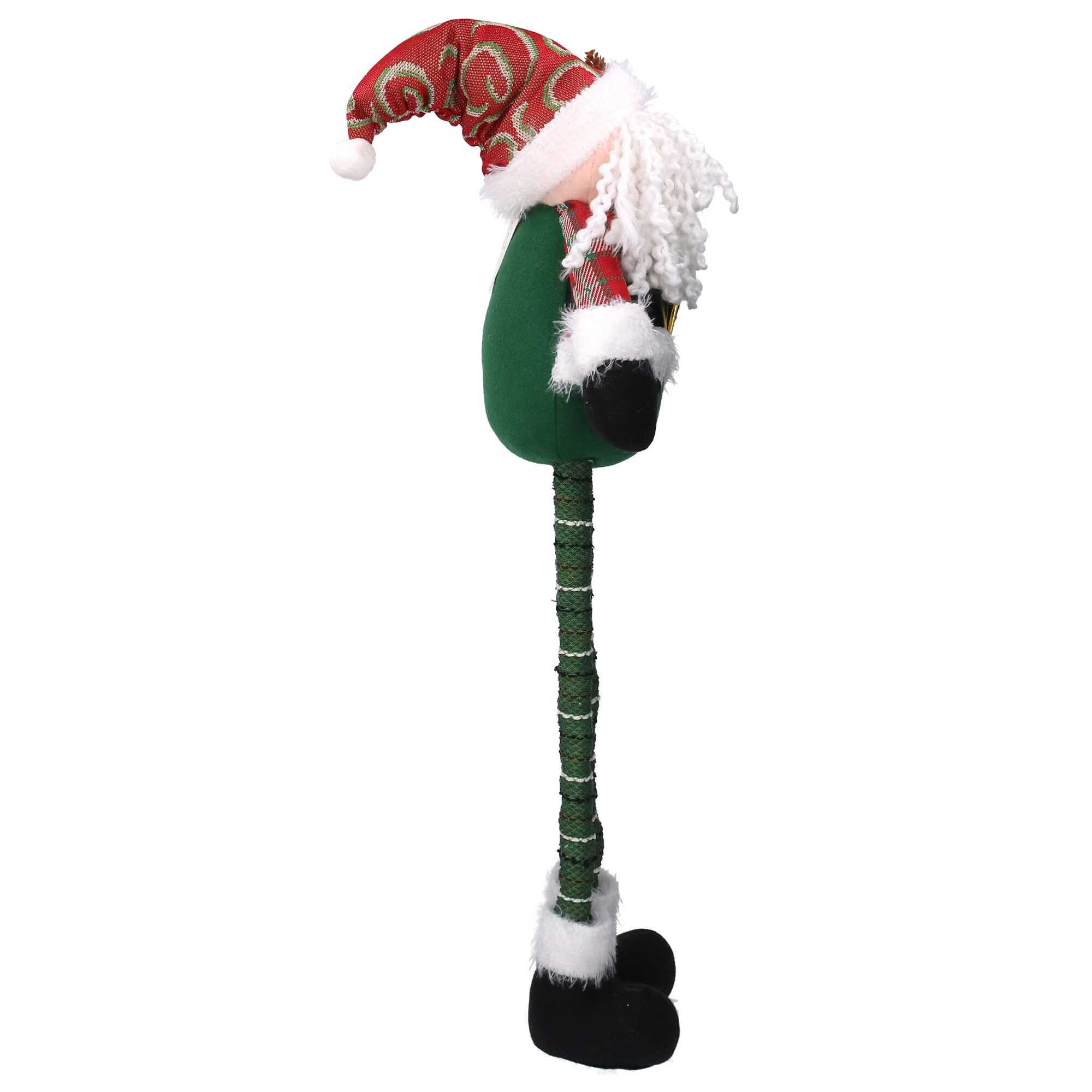 Babbo natale in tessuto verde rosso con gambe telescopiche cm25x11h55/75