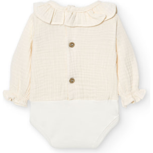 Body bebé manga larga cuello bambula