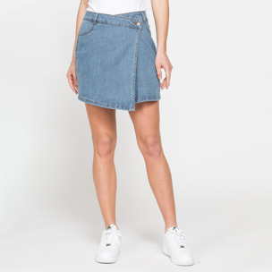 MINIGONNA ASIMMETRICA IN DENIM STRETCH 12oz