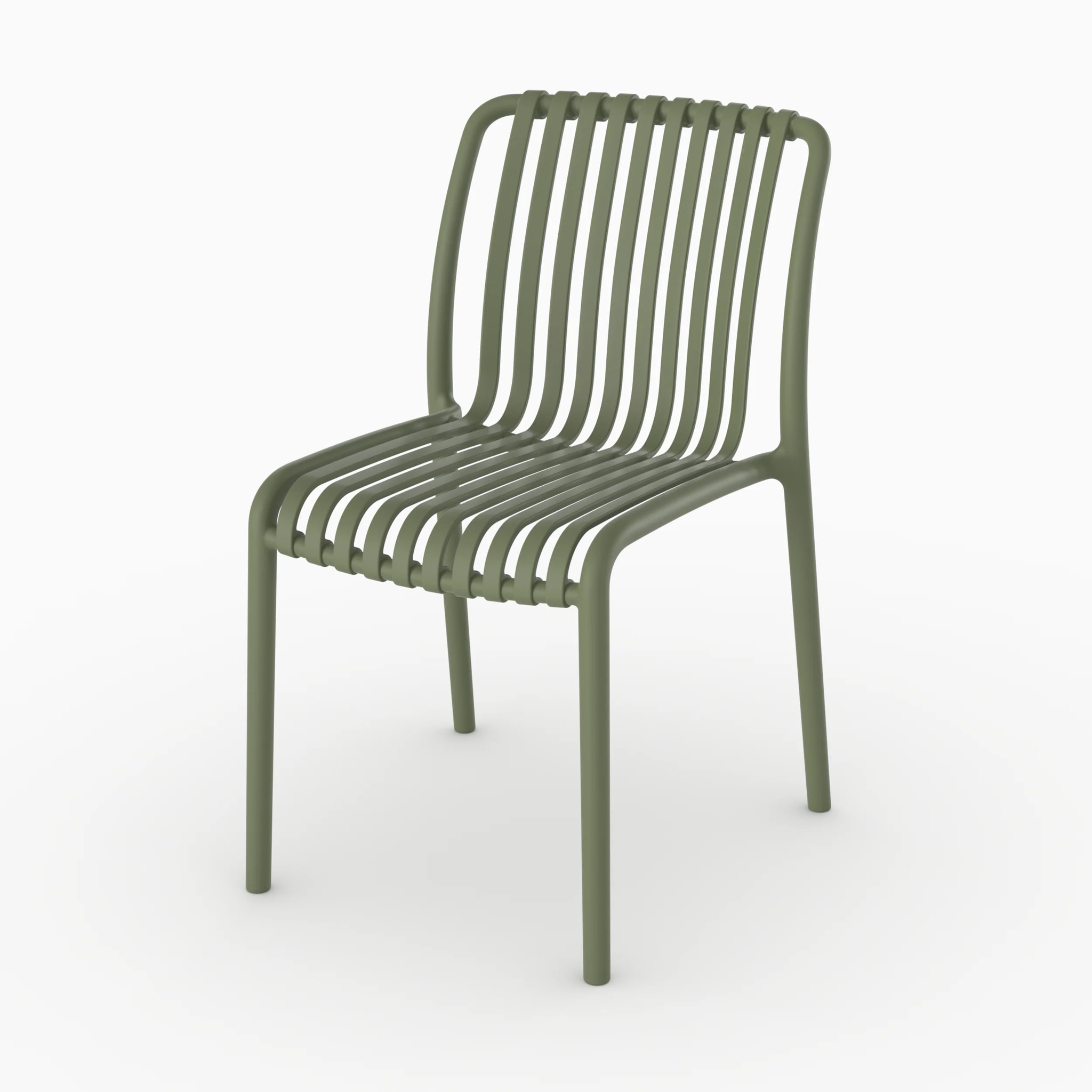 Lot de 2 chaises de jardin empilables en plastique vert kaki - Duli