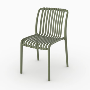 Lot de 2 chaises de jardin empilables en plastique vert kaki - Duli