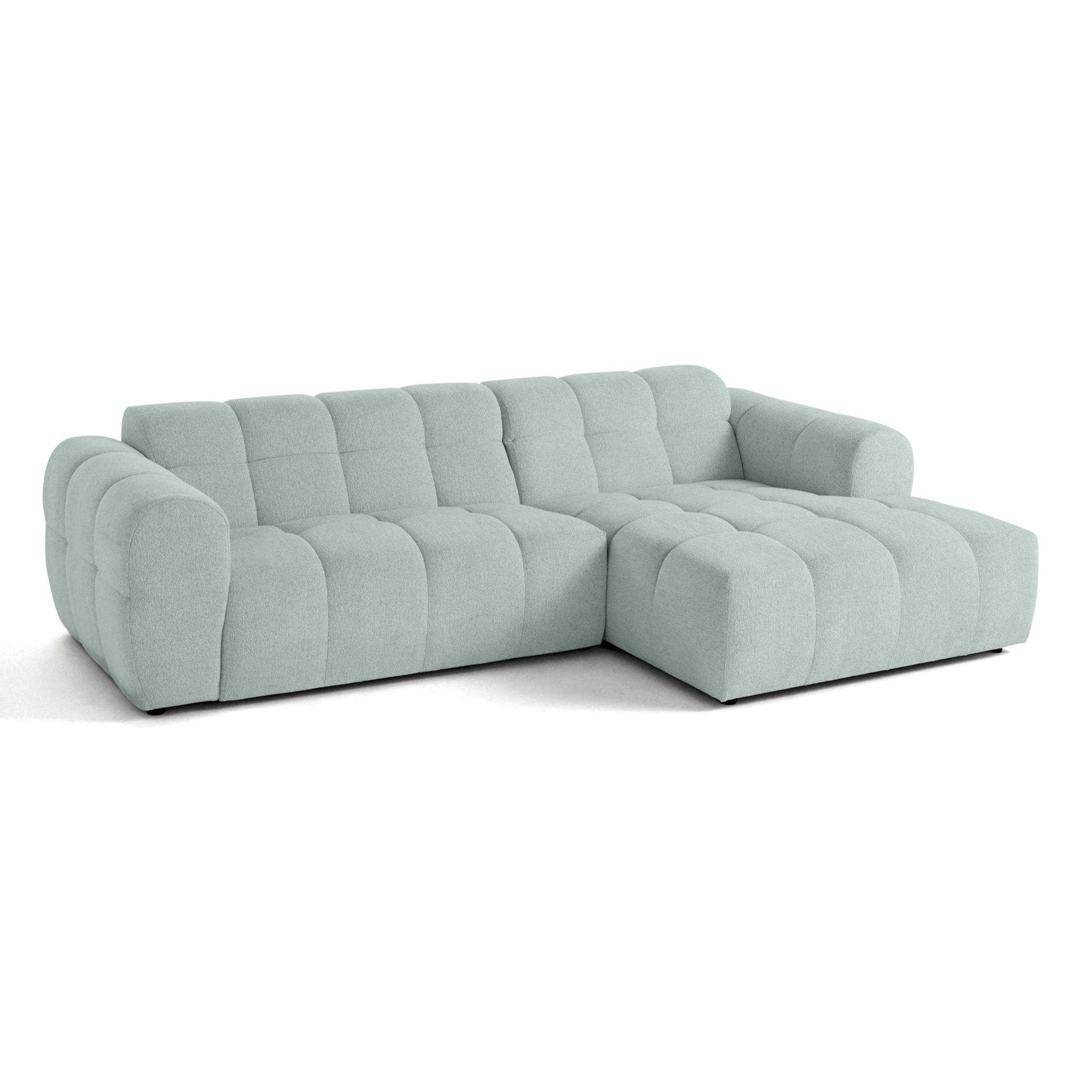 Ray - canapé d'angle droit - 4 places - en tissu texturé - Bleu