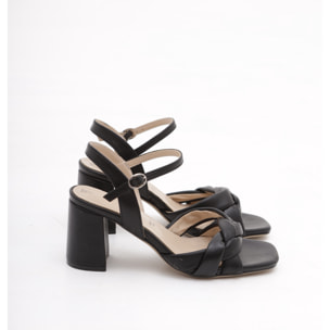 SANDALO TRECCIA CHOCOLA' NERO