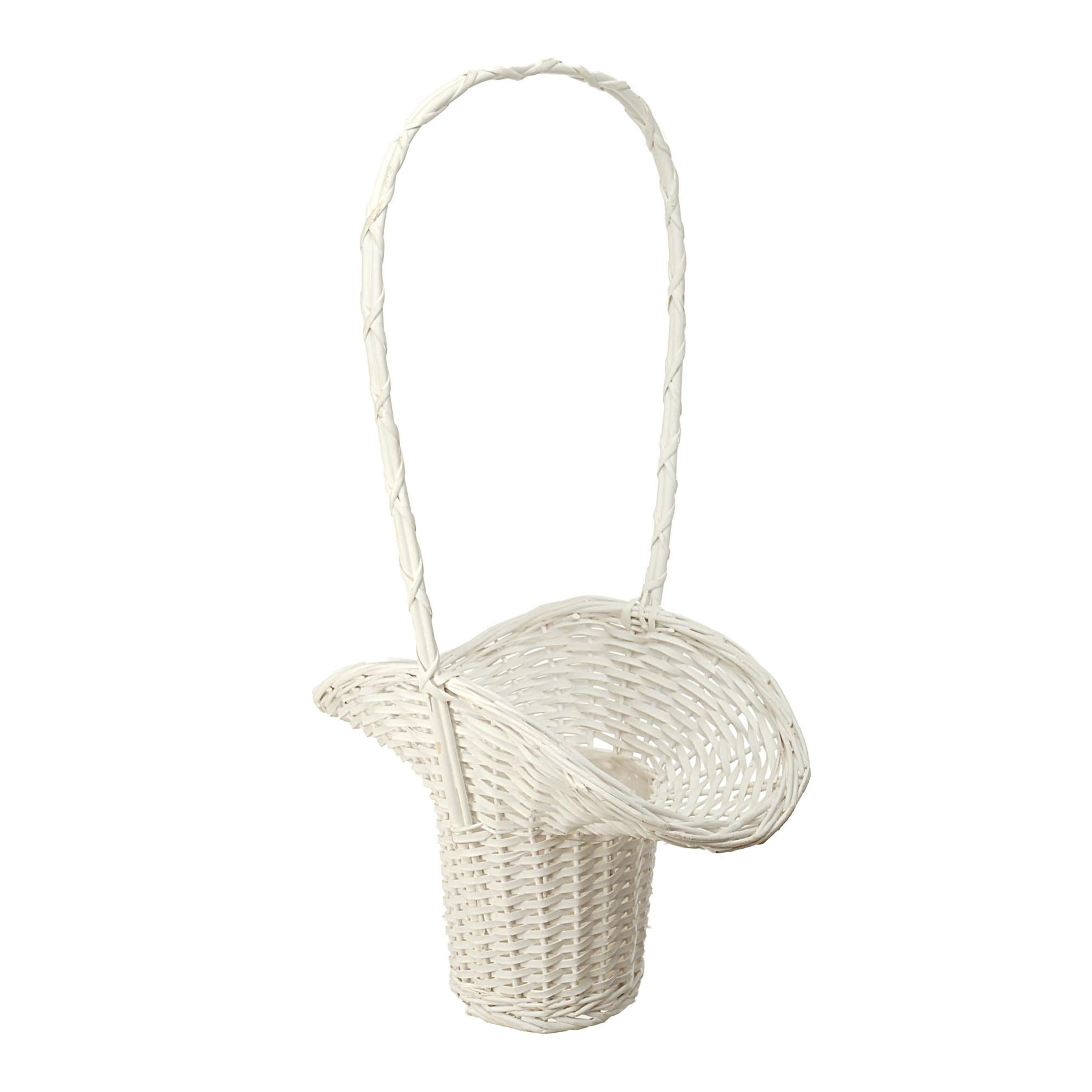 Cesto A Forma Di Cappello In Materiale Naturale Con Manico. Altezza 85 Cm - Pezzi 2 - 40X85X39cm - Colore: Bianco - Bianchi Dino - Cesti A Cachepot