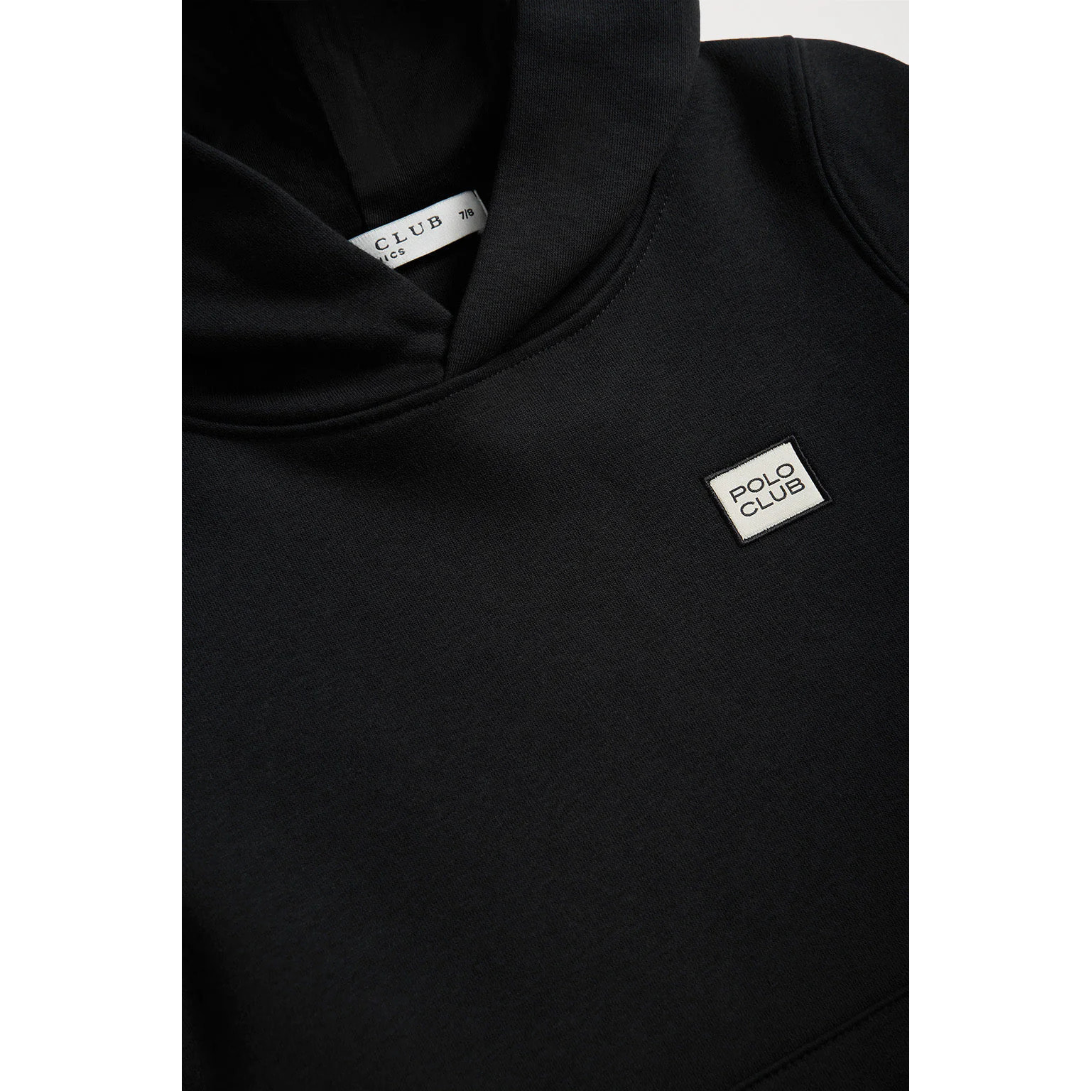 Sudadera orgánica de capucha y bolsillos negra Neutrals kids con logo