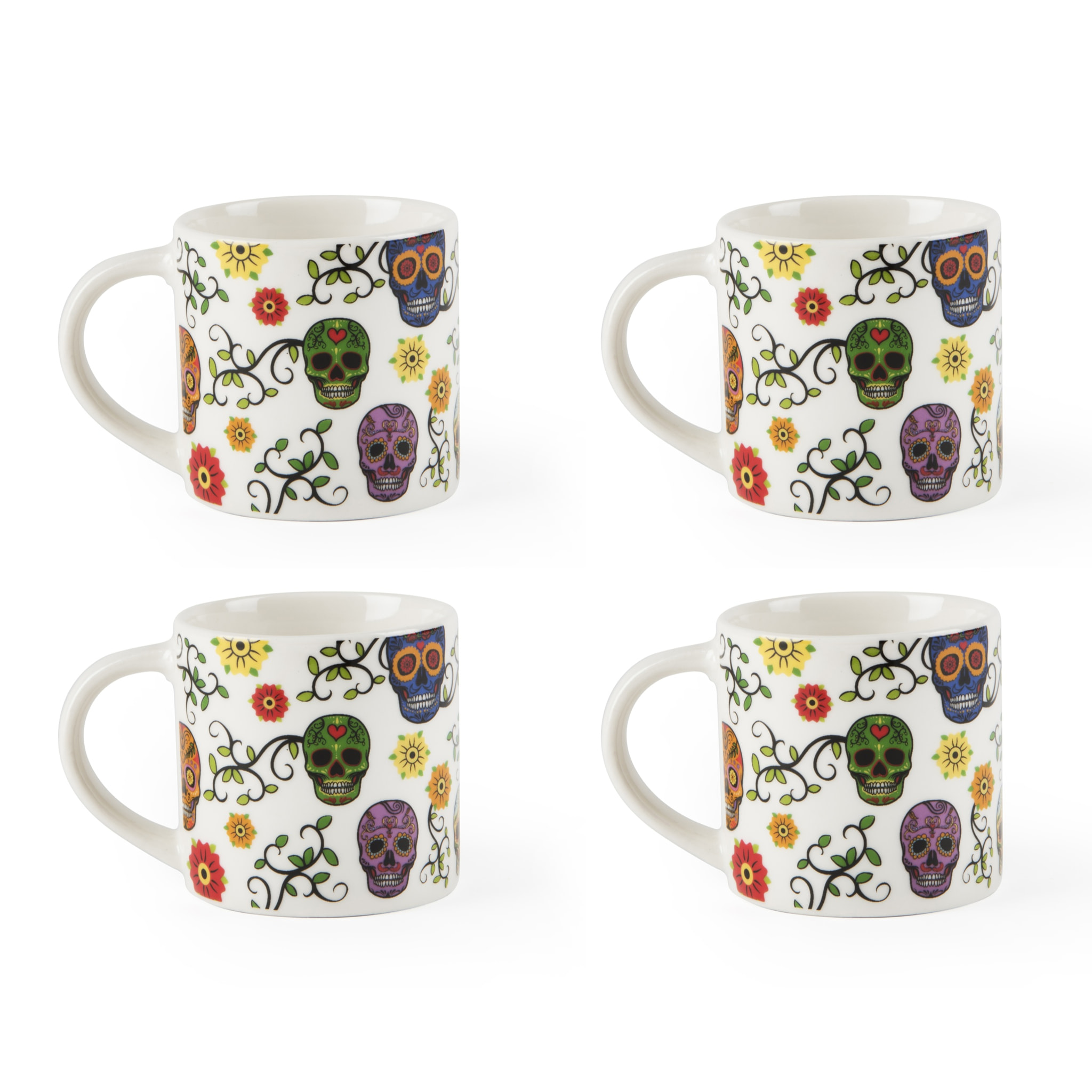 Set 4 Tazzine Caffè Excelsa – Calavera, New Bone China Multicolore