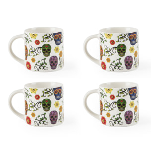 Set 4 Tazzine Caffè Excelsa – Calavera, New Bone China Multicolore