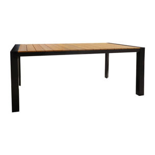 TABLE POLYWOOD ASPECT BOIS STRUCTURE EN  MÉTAL NOIR 180X90X74CM BARI